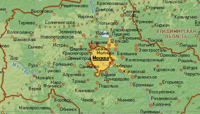 Карта-планов границ муниципальных районов Московской области