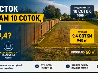 Почему участок по документам 10 соток, а за забором оказалось 9,4: куда пропала земля