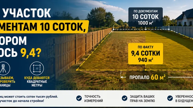 Почему участок по документам 10 соток, а за забором оказалось 9,4: куда пропала земля